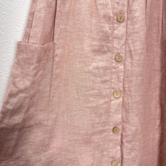 Rachel Zoe 100% Linen Dress Womens Blush Button Sleeveless pink Madi pockets 8. - Picture 5 of 13